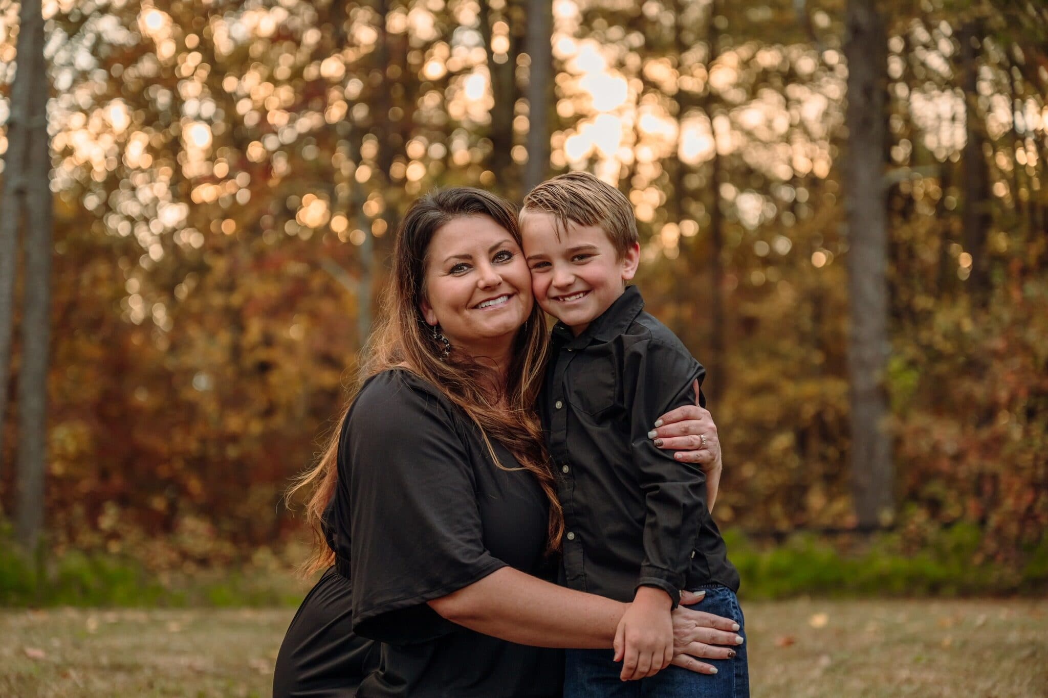Candice Jones with her son at golden hour