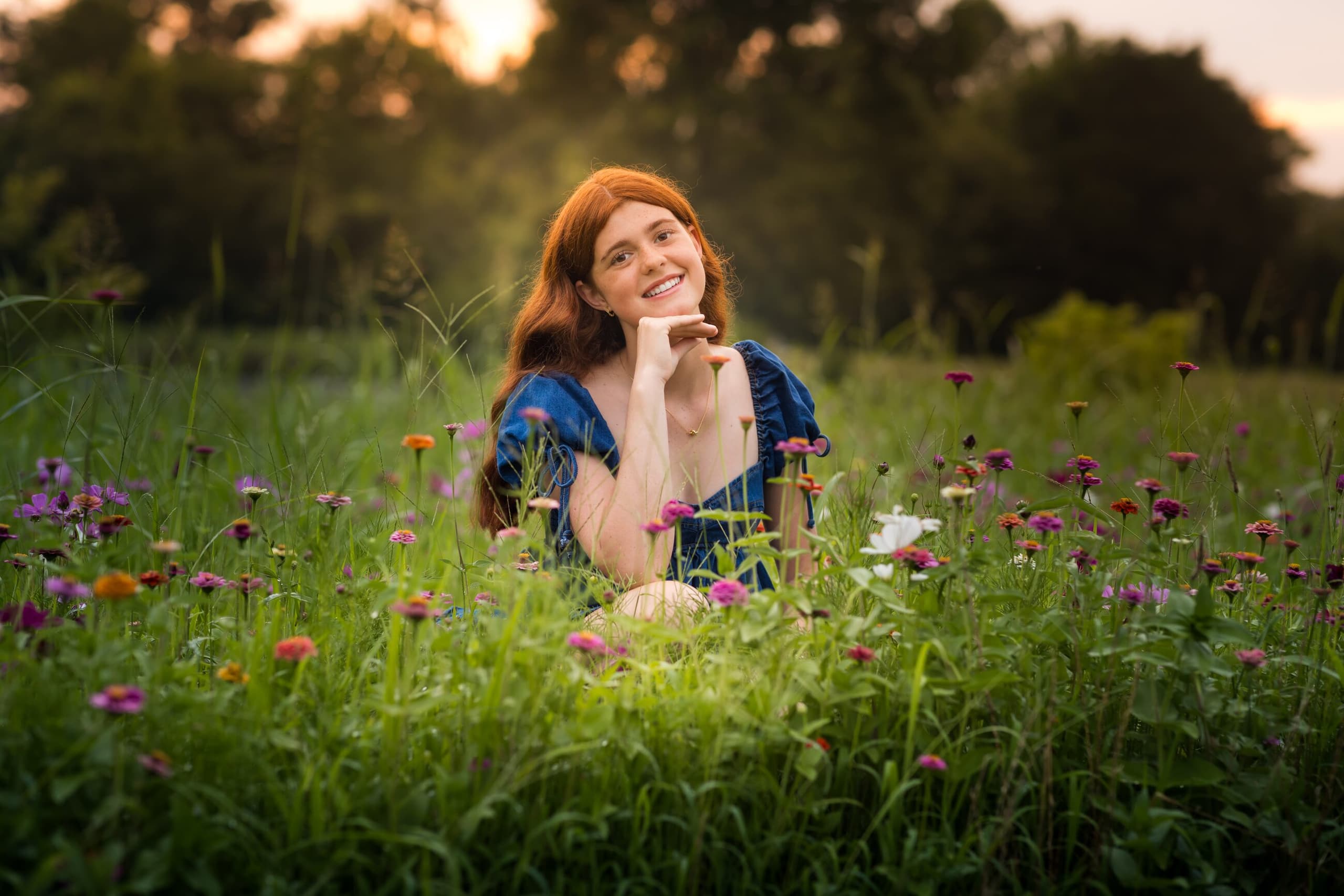 Portrait session in a wildflower field